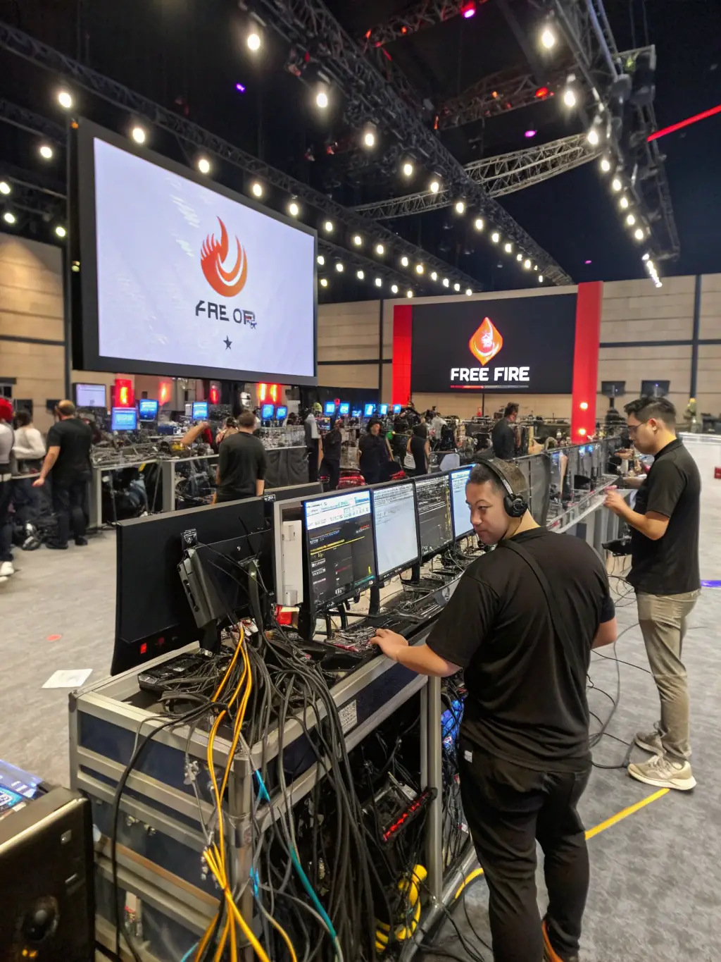 A photo of volunteers from ESPORT DES SACRES setting up equipment and organizing an event, demonstrating their dedication to the community.