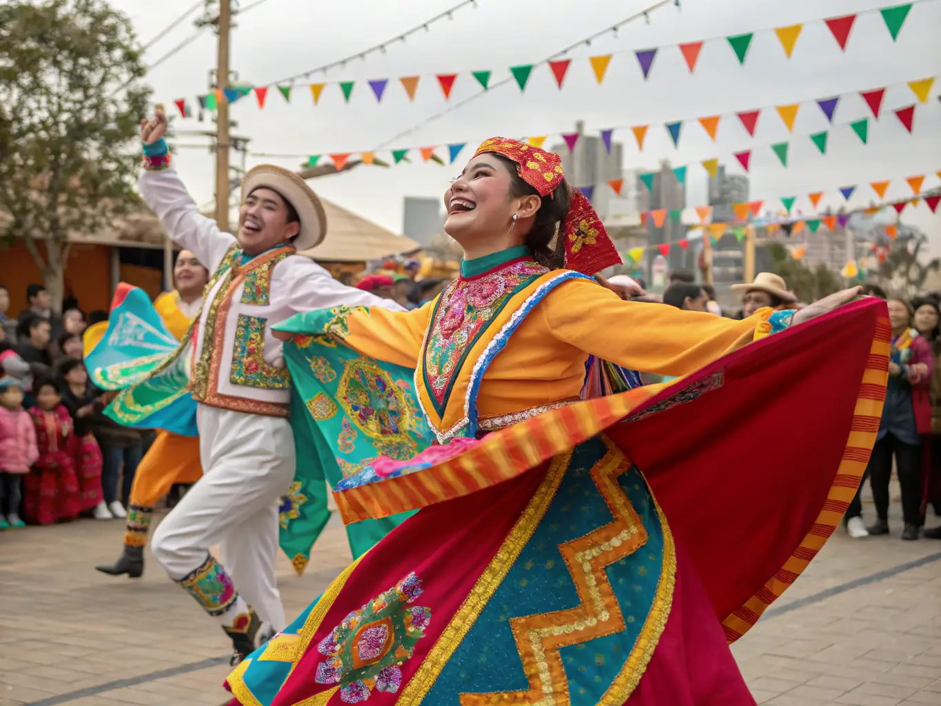 A lively scene of community members engaged in a traditional Alsatian dance workshop, showcasing the association's dedication to cultural enrichment and preserving local heritage.