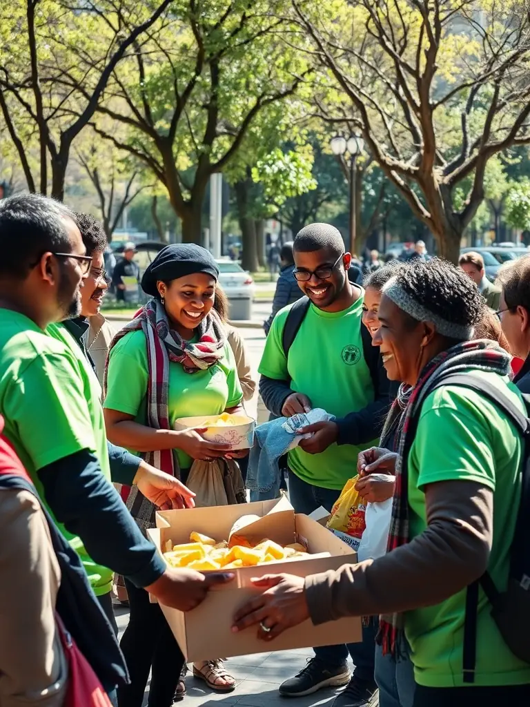 A heartwarming image of ESPORT DES SACRES members volunteering at a local charity event, showcasing their commitment to giving back to the community beyond gaming.