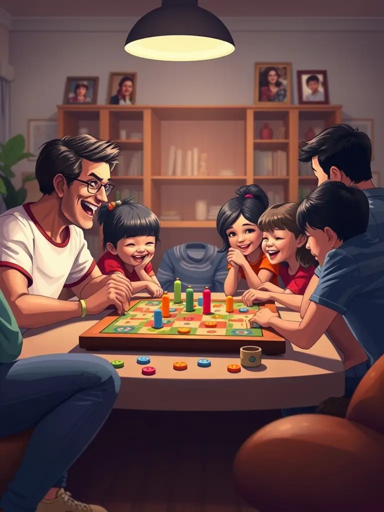 A family participating in a recreational activity at a community center, playing games and interacting positively, illustrating CFASE's family well-being initiatives.