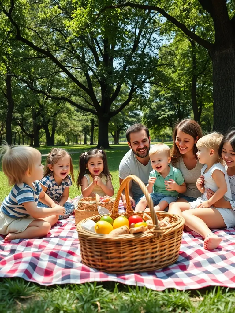 A family participating in a recreational activity organized by CFASE, such as a picnic or a sports event, emphasizing the organization's focus on family well-being.