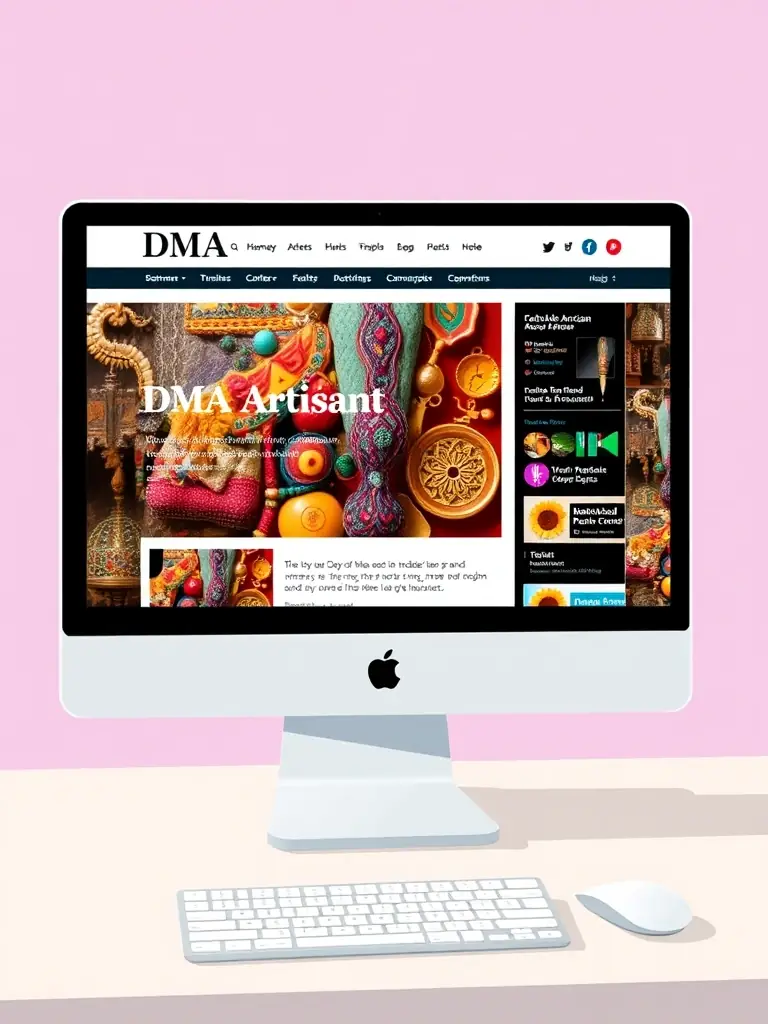A screenshot of the DMA webzine featuring an article about a local artisan, highlighting the platform's role in promoting regional talent.